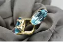 خاتم Aquamarine 8 كارت من الذهب الأصفر حرف يدوية فينتاج vec021y-aq Art Deco مجوهرات فينتاج آرت ديكو روسية، أسلوب اتحاد الجمهوريا